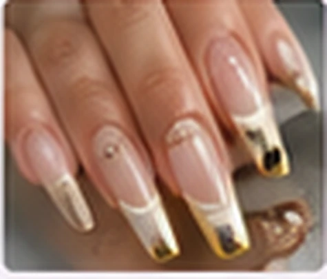 Classic manicure with gold French tips